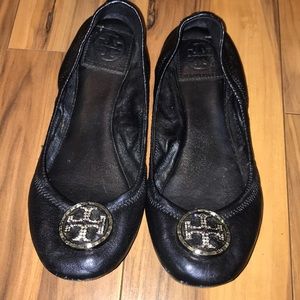 Navy Tory Burch flats, Sz 8